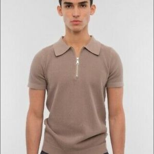 ESNTLS Brown Zipper Polo size L